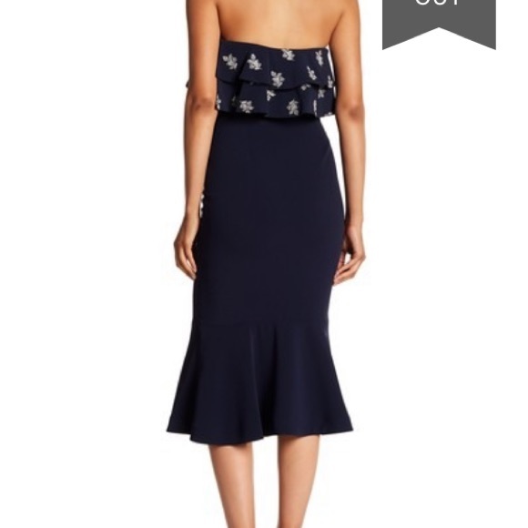Cinq a Sept Eza Strapless Embroidered Ruffle Dress - Picture 2 of 8